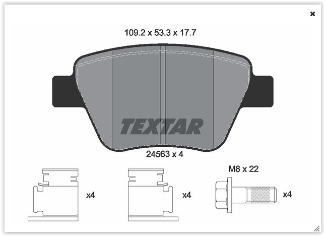 Volkswagen Caddy Golf 6 Jetta Audi A3 Arka Balata TEXTAR