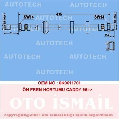 Volkswagen Caddy Ön Fren Hortumu AUTOTECH