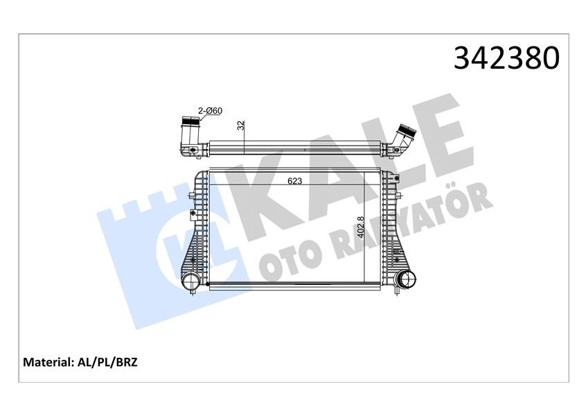 Volkswagen Caddy III Turbo Radyatörü Intercooler KALE-RADYATOR