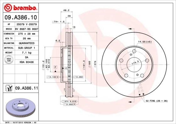 Toyota Camry Ön Fren Diski BREMBO