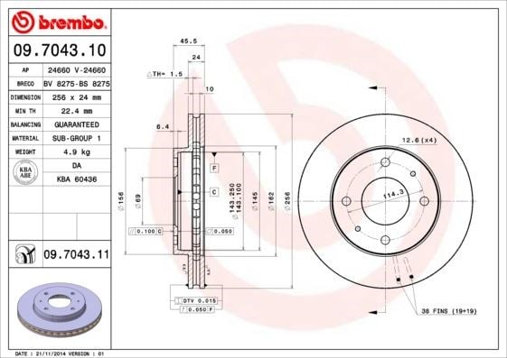 Mitsubishi Carisma Volvo S40 V40 Ön Fren Aynası Havalı BREMBO