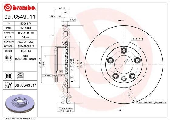 Porsche Cayenne Ön Sol Fren Diski BREMBO