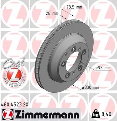 Porsche Cayenne Arka Fren Diski 2017> 330 MM - 28 MM ZIMMERMANN