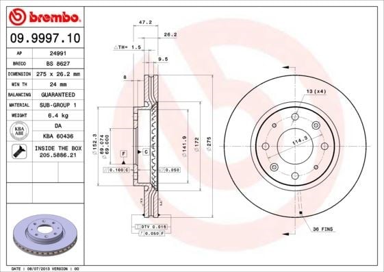 Kia Cerato Ön Fren Diski Hava Kanallı BREMBO