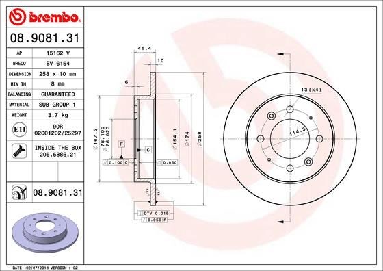 Kia Cerato Arka Fren Diski Dolu Tip Kaplamalı BREMBO