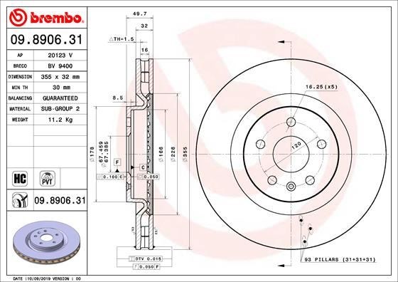 Chevrolet Ön Fren Diski UV Coated BREMBO