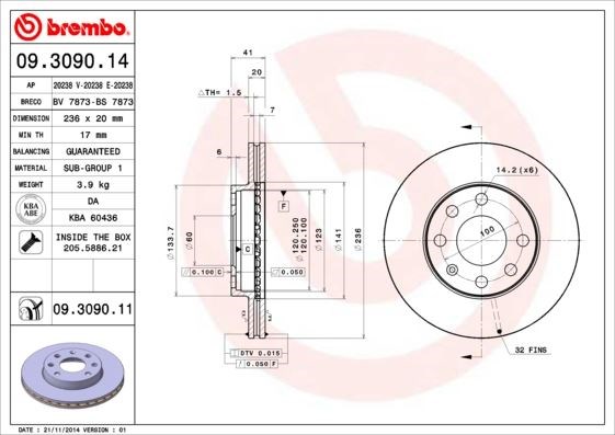 Chevrolet Ön Fren Diski Standart BREMBO