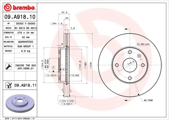 Chevrolet Ön Fren Diski Standard BREMBO