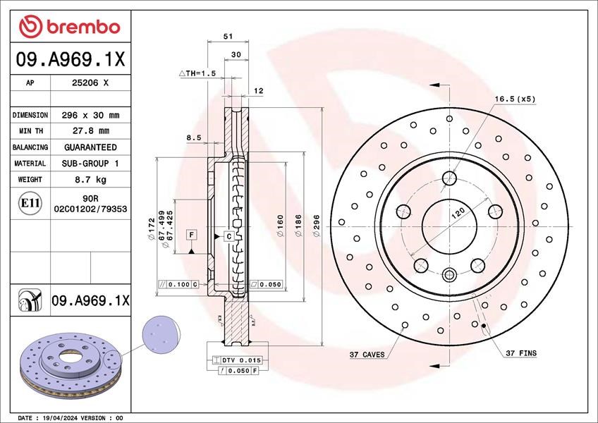 Buick Lacrosse Regal Chevrolet Malibu Opel Insignia Fren Diski BREMBO