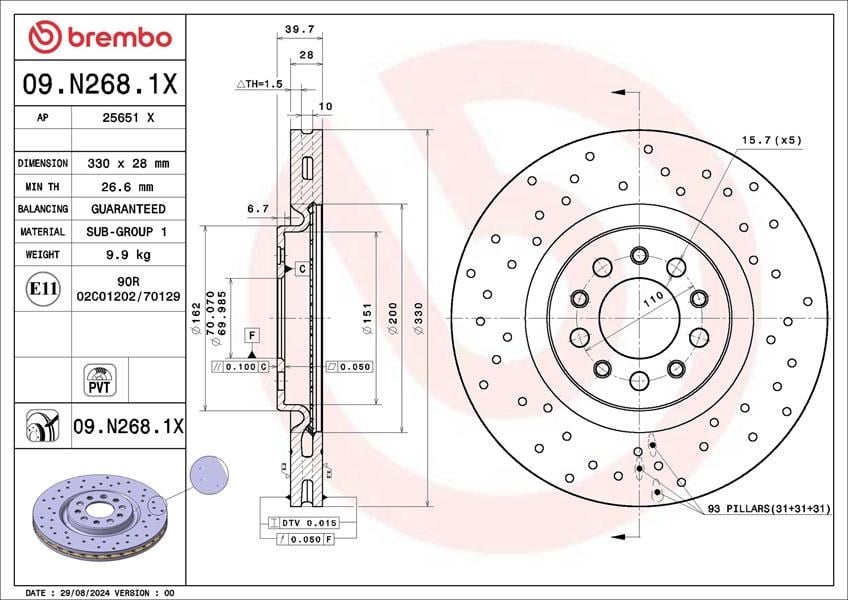 Chrysler 200 Jeep Cherokee Fren Diski BREMBO