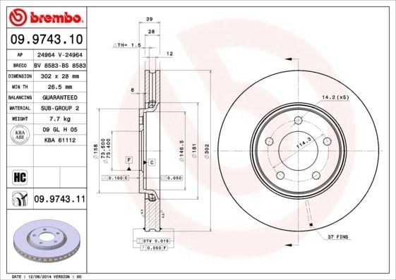 Chrysler Ön Fren Diski UV Kaplamalı BREMBO