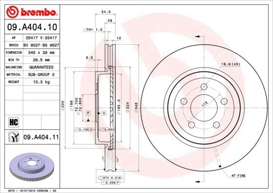 Chrysler R300 C LX Ön Fren Diski UV Kaplamalı BREMBO