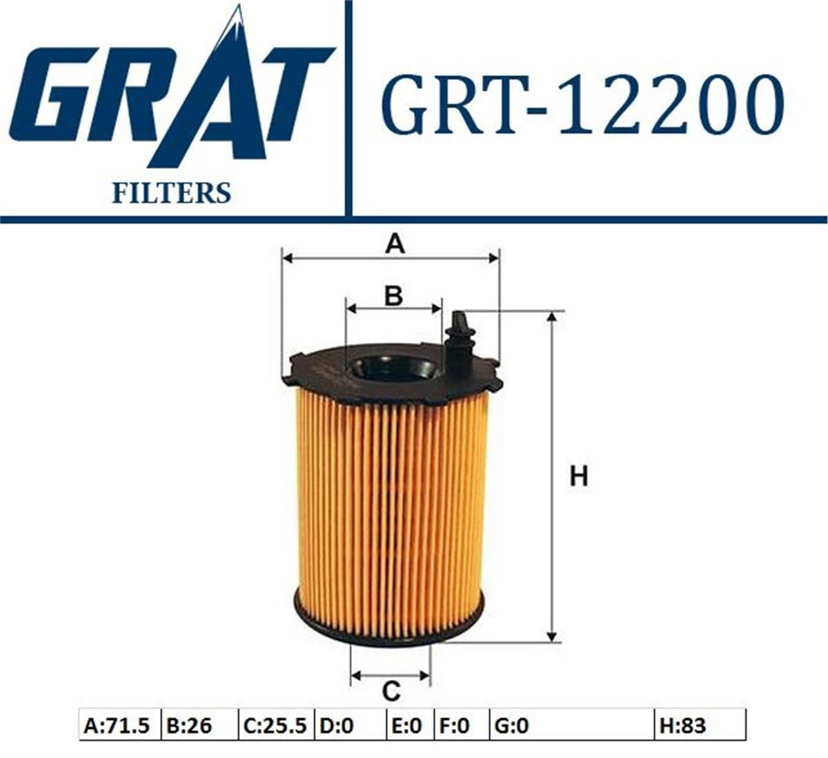 Peugeot 206 207 307 407 Bipper Citroen C2 C3 C4 Yağ Filtresi Grat 1.4 1.6 Hdı