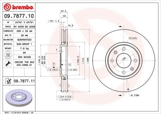 Citroen Ön Fren Diski UV Kaplamalı BREMBO