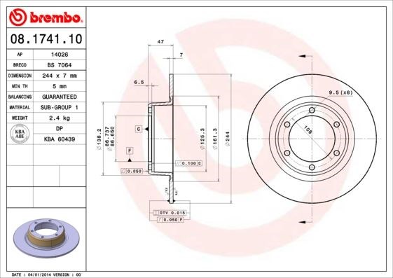 Citroen Ön Standart Fren Diski BREMBO