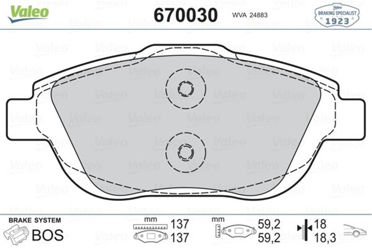 Opel Corsa F Crossland Mokka Citroen C3 C4 Ön Fren Balatası 1647863580-1617293780-3649095