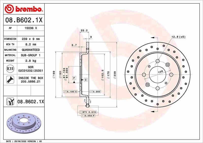 Honda City Jazz Arka Fren Diski Dolu Tip Delikli BREMBO