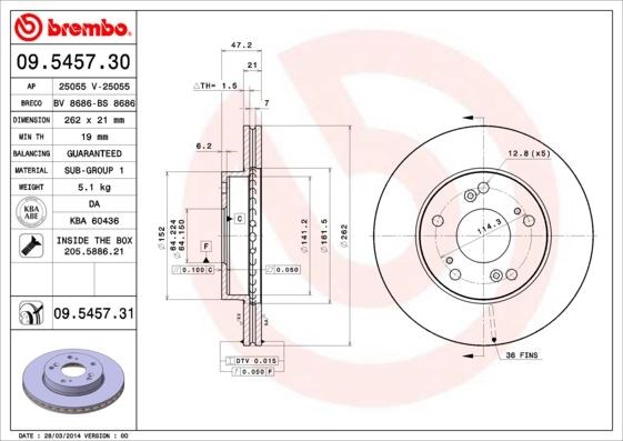 Honda Civic Ön Fren Diski Havalı BREMBO