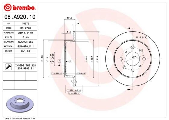 Honda Civic City Jazz Arka Fren Diski Dolu Tip BREMBO