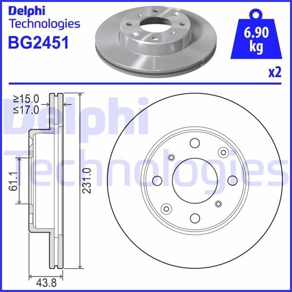 Honda Civic Civic CRX Civic Shuttle Insight Rover 213 216 Ön Fren Diski Delikli DELPHI