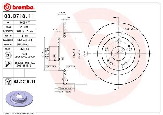 Honda Civic Arka Fren Diski Dolu Tip BREMBO