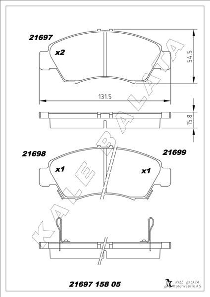 Honda Civic Jazz Küçük Tip Ön Fren Balatası KALE-BALATA