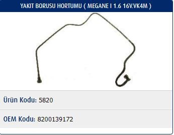 Renault Clio II Yakıt Hortumu MASTER-KAUÇUK