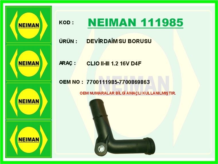 Renault Clio 2 3 1.2 16V D4F Devirdaim Su Borusu BESCHER