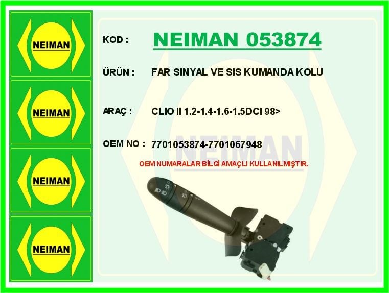 Renault Clio 2 1.2 1.4 1.6 1.5 DCI Far Sinyal ve Sis Kumanda Kolu BESCHER