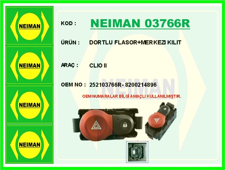 Renault Clio 2 Dörtlü Flaşör Merkezi Kilit BESCHER