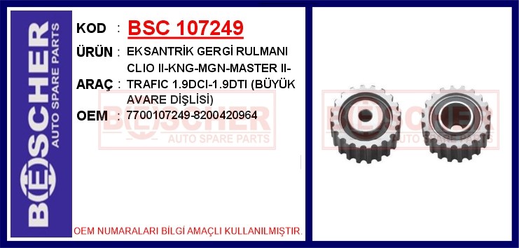 Renault Clio 2 Kangoo Megane Master 2 Trafic Eksantrik Gergi Rulmanı BESCHER