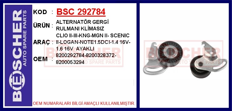 Renault Clio 2 Alternatör Gergi Rulmanı Klimasız 1.5 DCI BESCHER