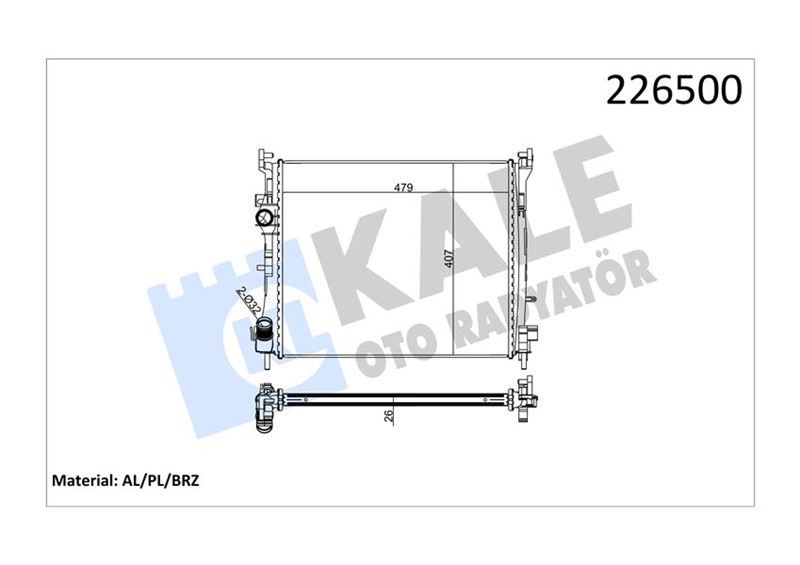 Renault Clio 2 98>05 Symbol 00> Symbol 2 08> 1.5DCI Mekanik Motor Su Radyatörü KALE-RADYATOR