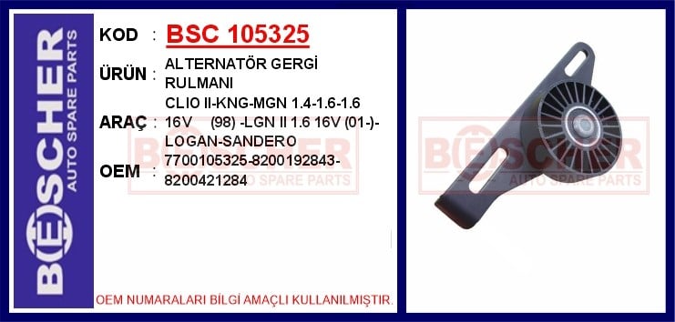 Renault Clio 2 Kangoo Megane 1 Laguna 2 Alternatör Gergi Rulmanı [1998->] BESCHER