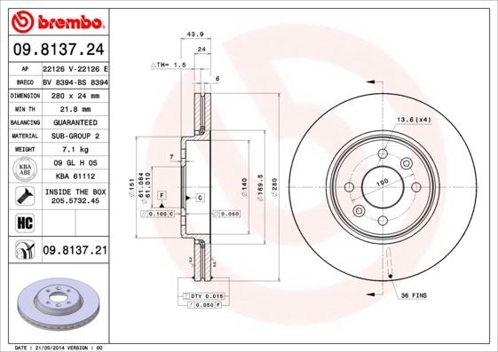Renault Clio II Ön Fren Aynası Diski Havalı BREMBO