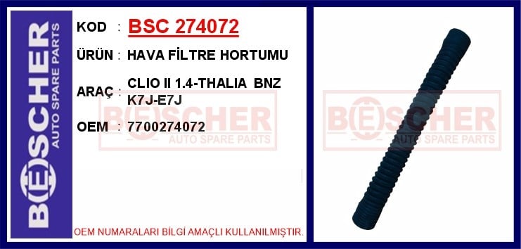 Renault Clio 2 Hava Filtre Hortumu 1.4 Benzin BESCHER