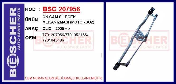Renault Clio 2 Ön Cam Silecek Mekanizması Motorsuz [2005->] BESCHER