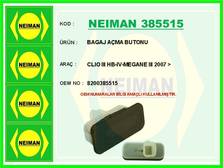 Renault Clio 3 HB Bagaj Açma Butonu BESCHER