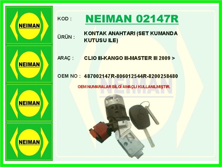 Renault Clio 3 Kontak Anahtarı Set Kumanda Kutusu ile BESCHER