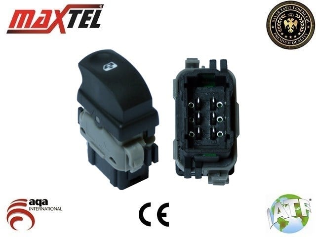 Renault Clio 3 Cam Kaldırma Anahtarı Sağ 6 Pin Gri Siyah MAXTEL