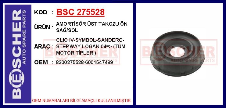 Renault Clio IV Ön Sağ/Sol Amortisör Üst Takozu BESCHER