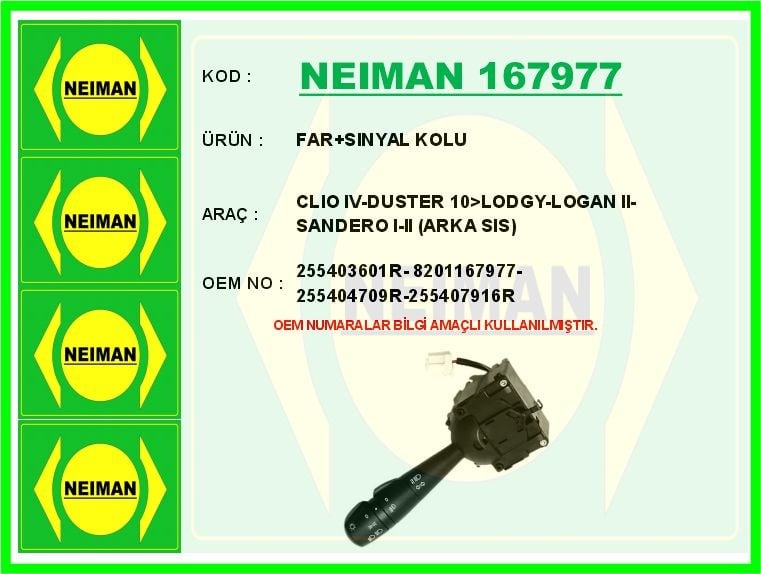 Renault Clio 4 Duster Lodgy Logan 2 Sandero 1 2 Far Sinyal Kolu Arka Sis BESCHER