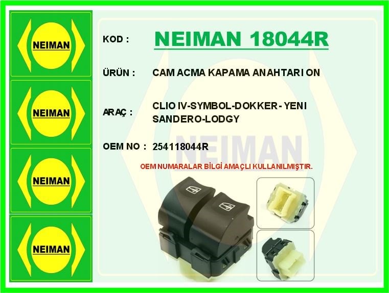 Renault Clio 4 Symbol Dokker Yeni Sandero Lodgy Ön Cam Açma Kapama Anahtarı BESCHER