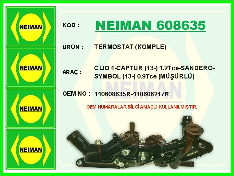Renault Clio 4 Captur Sandero 2 Symbol 3 0.9 TCe 1.2 TCe Müşürlü Termostat... BESCHER