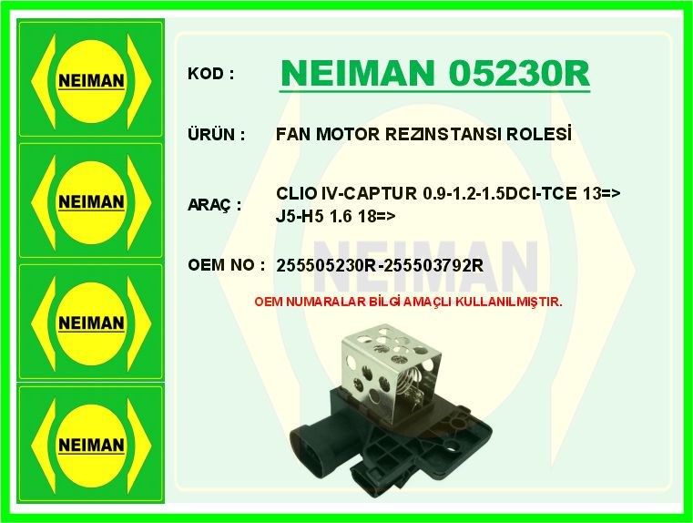 Renault Clio 4 Captur Fan Motor Rezistansı Rölesi BESCHER