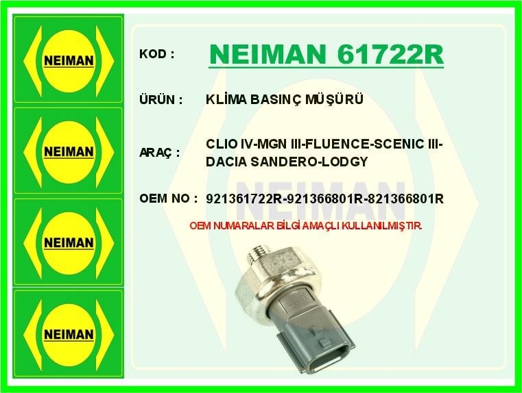 Renault Clio 4 Megane 3 Fluence Scenic 3 Dacia Sandero Lodgy Klima Basınç Müşürü BESCHER