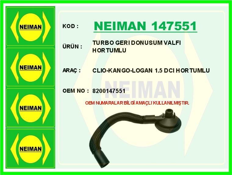 Renault Clio Kangoo Logan Turbo Geri Dönüşüm Valfi Hortumlu 1.5 DCI BESCHER