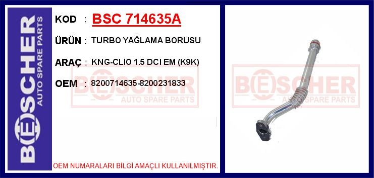 Renault Clio Turbo Yağlama Borusu BESCHER