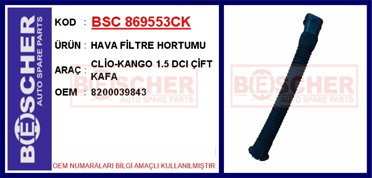 Renault Clio Hava Filtre Hortumu 1.5 DCI Çift Kafa BESCHER