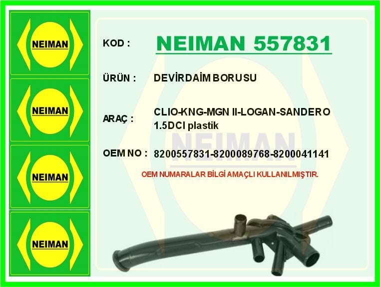 Renault Clio Kangoo Megane Logan Sandero 1.5 DCI Plastik Devirdaim Borusu BESCHER